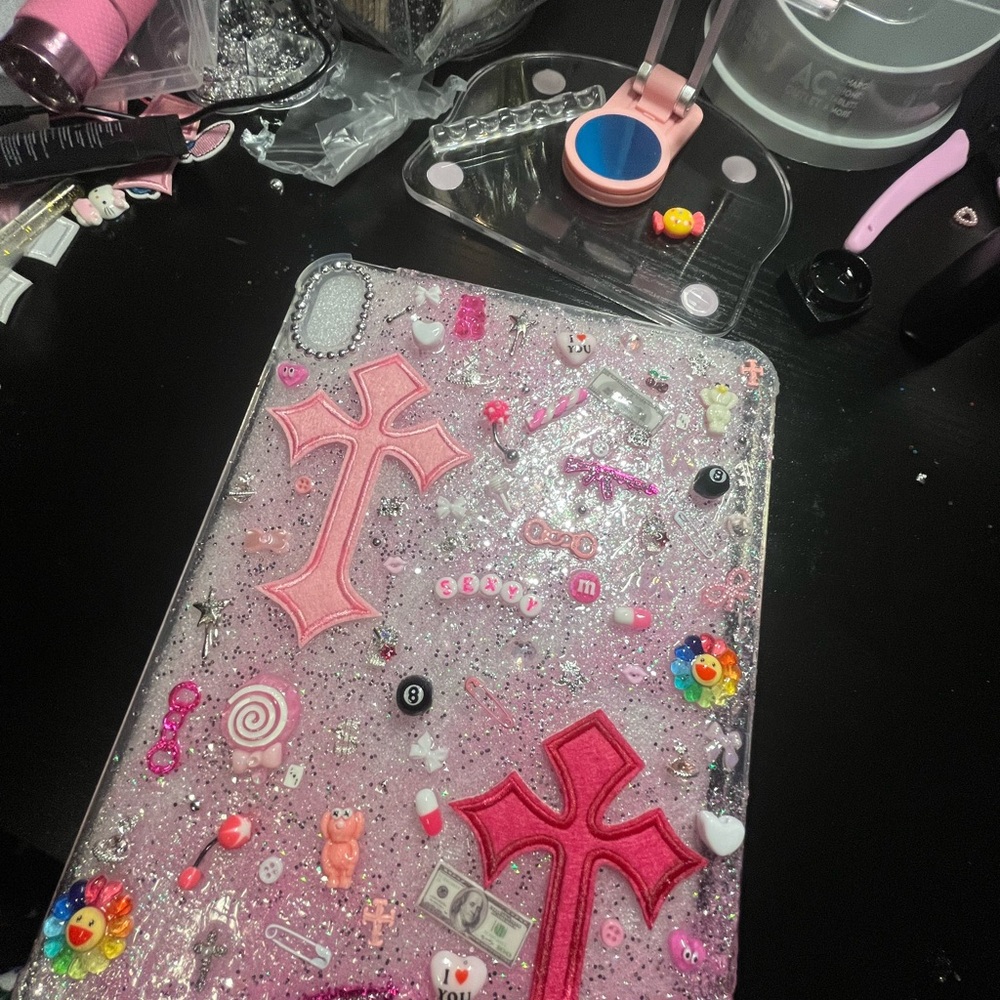 Pink Glitter Cross iPhone Case